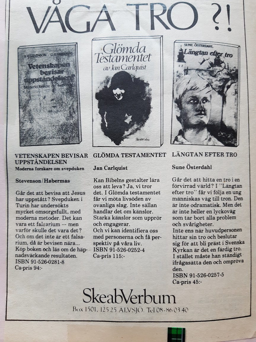 Längtan efter tro,Annons 1.